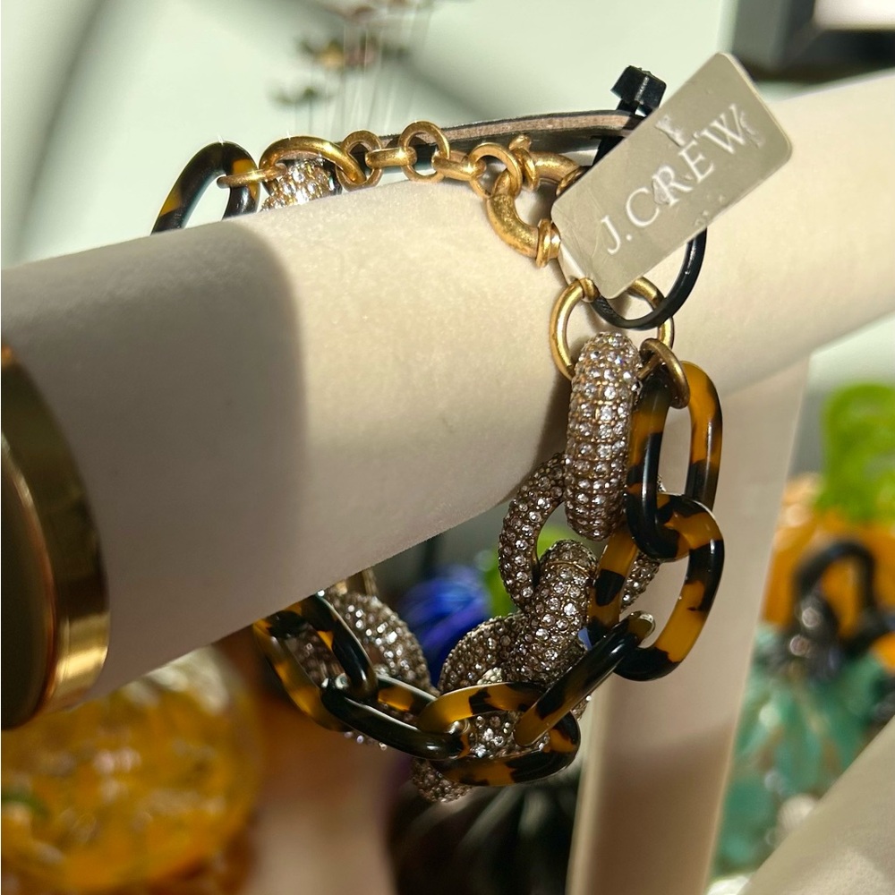 J. Crew Double Strand Pave and Tortoise Shell  Bracelet